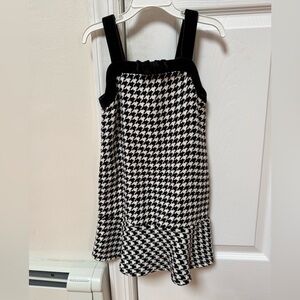 Stylish Black and White Houndstooth Kids Dress